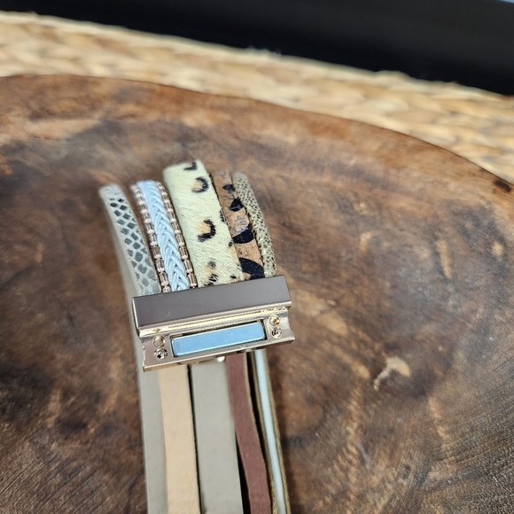 Multiple Strand Christian Goldtone Magnetic Closure Bracelet - Picture 7 of 7